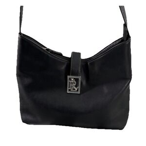 Vintage LRL Lauren Ralph Lauren Black Leather Slouchy Hobo Shoulder Bag Minimal